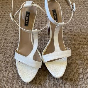 Italian white leather faux Croc heels